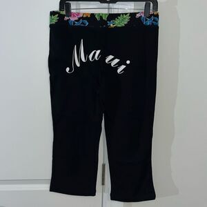 MAUI Women's X L Crop Pants Tropical Floral trim & stretch Waist 31” aloha